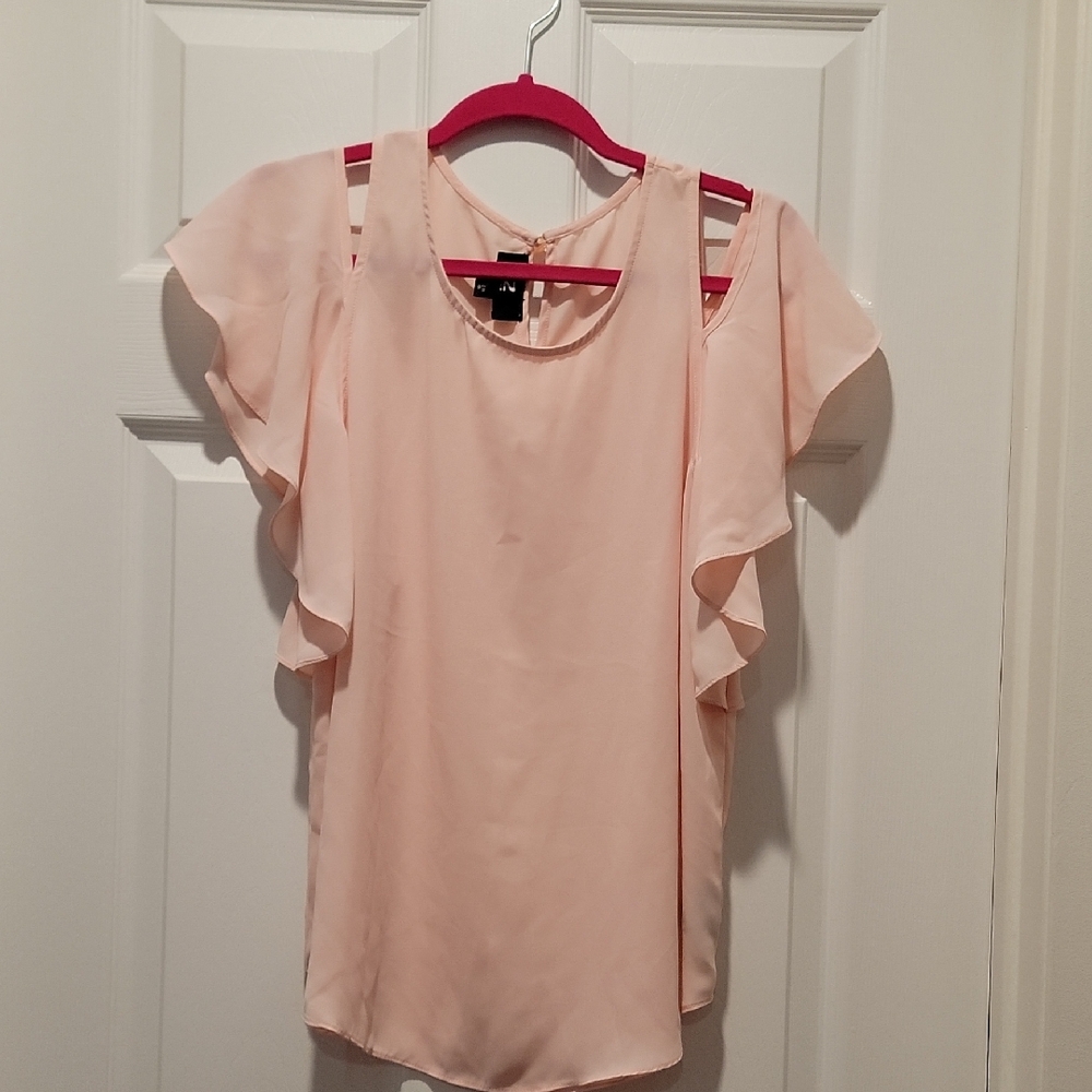 Iz Byer Soft Pink Ruffle Sleeve Blouse